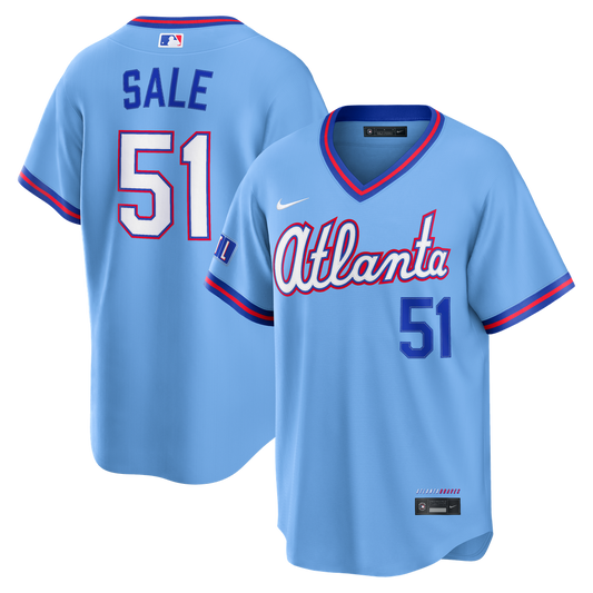 Atlanta Braves Chris Sale Nike 2026 City Connect Stadium Jersey - Powder Blue MLB Team Jersey Baseball Fan Apparel
