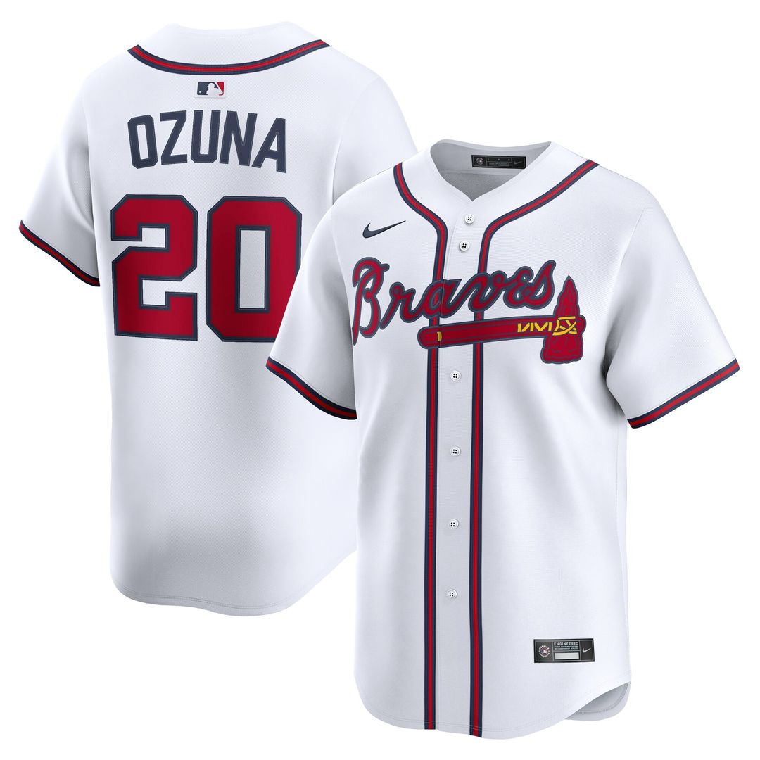 Atlanta Braves Marcell Ozuna Nike Home Limited Player Jersey - White MLB Team Jersey Baseball Fan Apparel