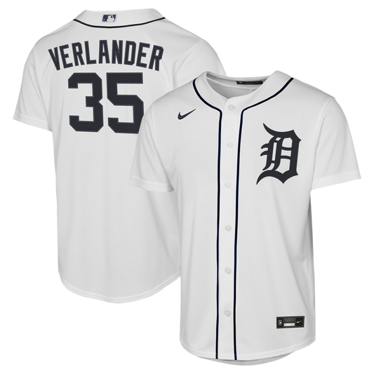 Detroit Tigers Justin Verlander Nike Youth Home Replica Jersey - White MLB Team Jersey Baseball Fan Apparel