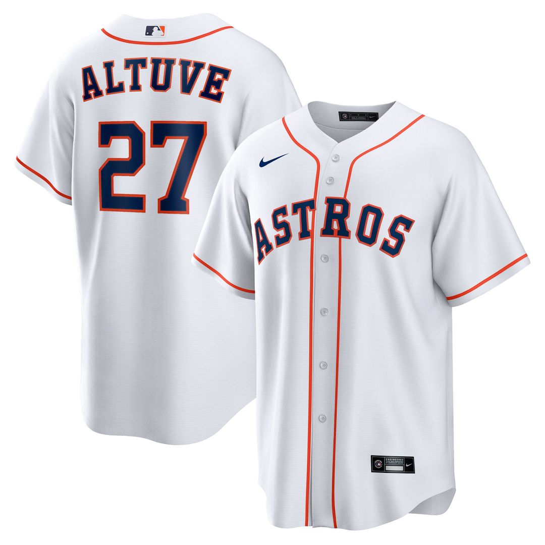 Houston Astros Jose Altuve Nike Home Replica Player Name Jersey - White MLB Team Jersey Baseball Fan Apparel