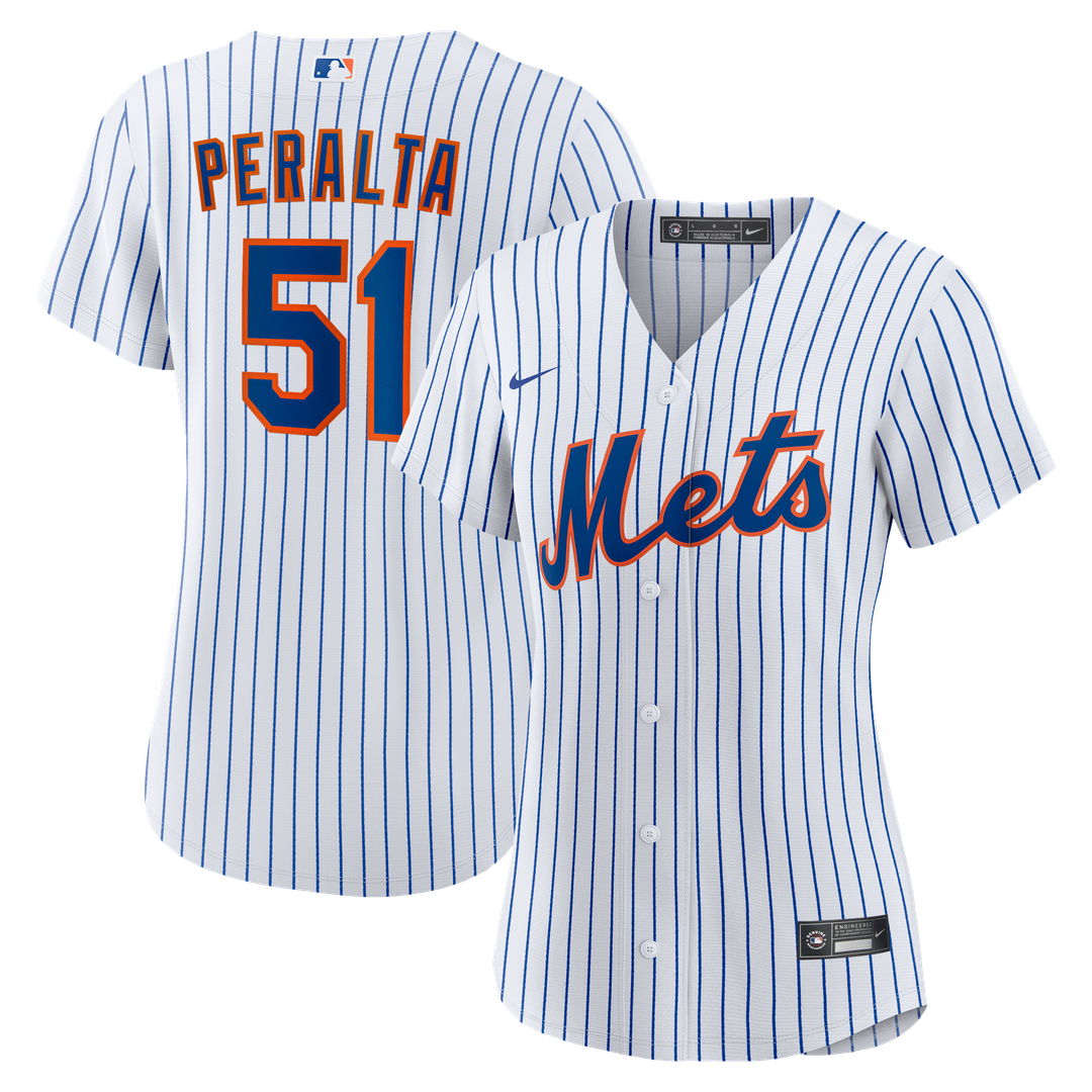 New York Mets Freddy Peralta Nike Women's Home Replica Jersey - White MLB Team Jersey Baseball Fan Apparel