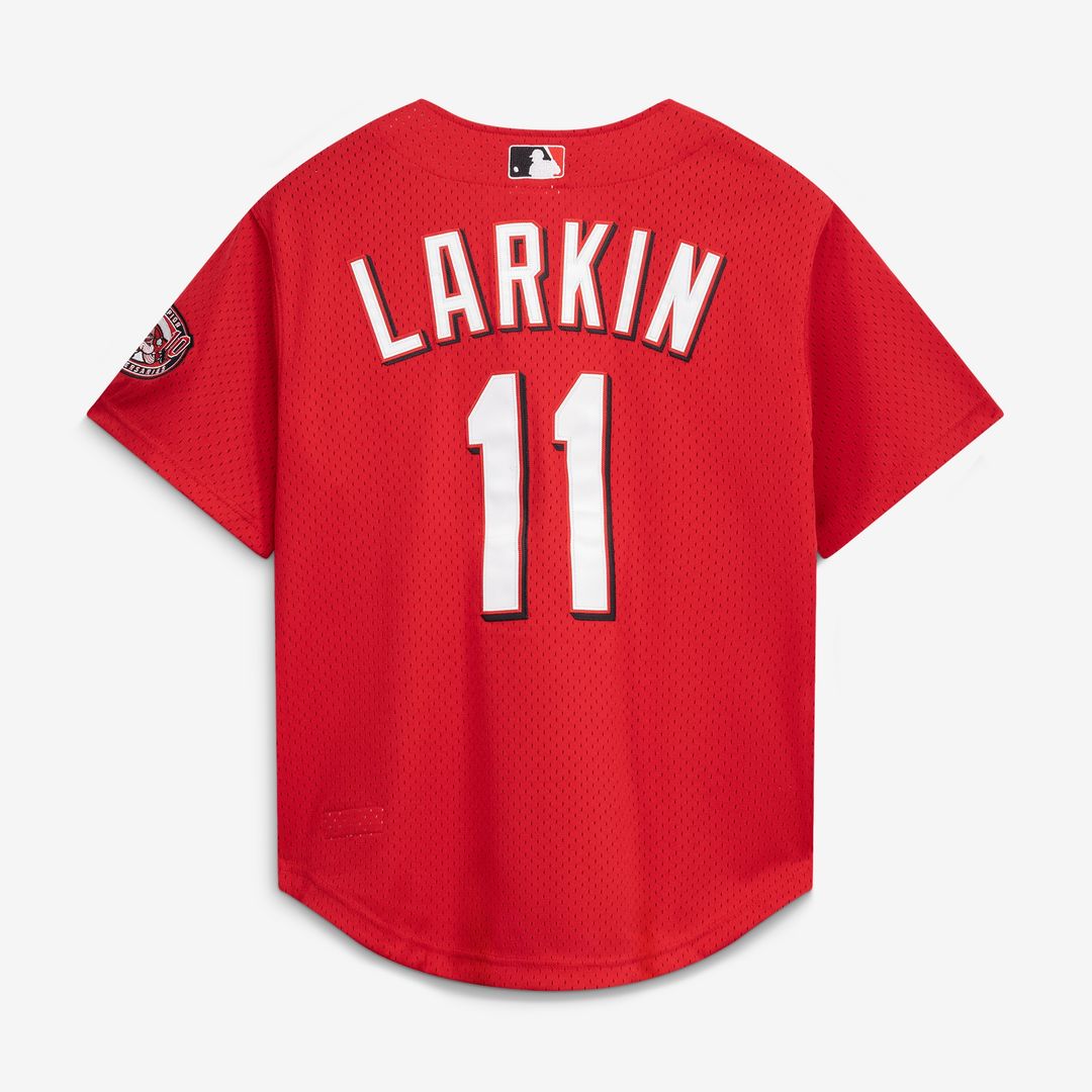 Cincinnati Reds Barry Larkin Mitchell & Ness Cooperstown Mesh Batting Practice Button - Up Jersey - Black MLB Team Jersey Baseball Fan Apparel