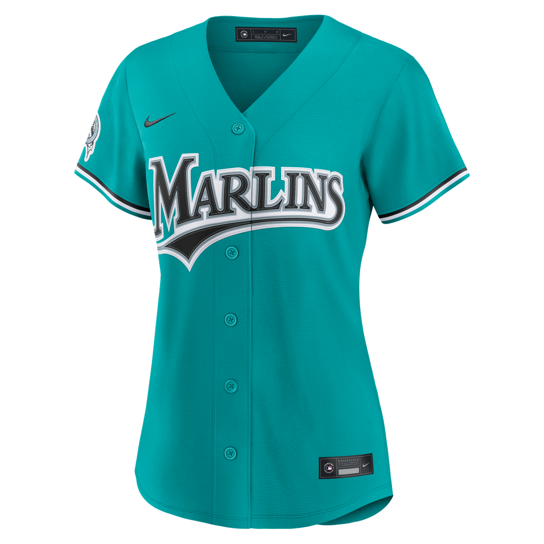 Miami Marlins Nike Women's Alternate Stadium Jersey - Teal MLB Team Jersey Baseball Fan Apparel