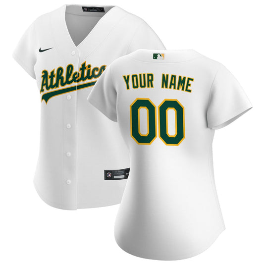 Athletics Nike Women's Home Replica Custom Jersey - White MLB Team Jersey Baseball Fan Apparel