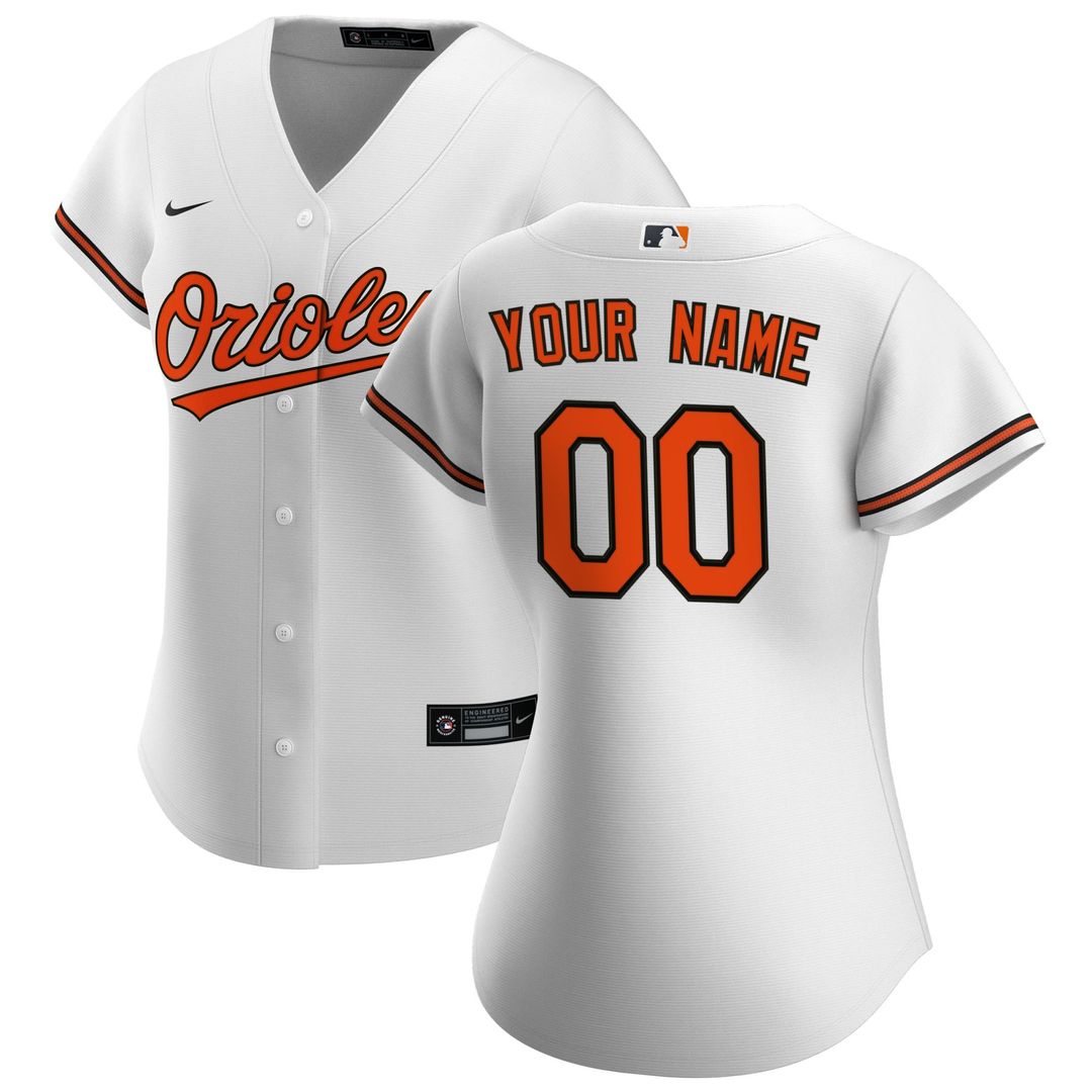 Baltimore Orioles Nike Women's Home Replica Custom Jersey - White MLB Team Jersey Baseball Fan Apparel