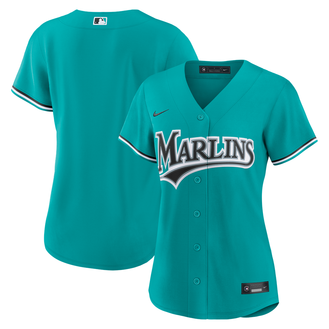 Miami Marlins Nike Women's Alternate Replica Jersey - Teal MLB Team Jersey Baseball Fan Apparel