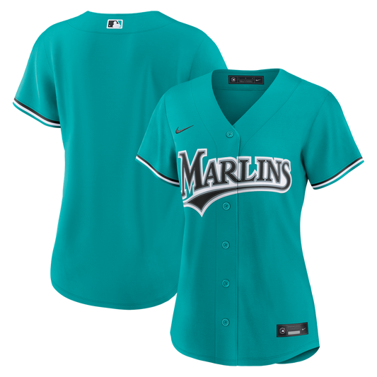 Miami Marlins Nike Women's Alternate Replica Jersey - Teal MLB Team Jersey Baseball Fan Apparel