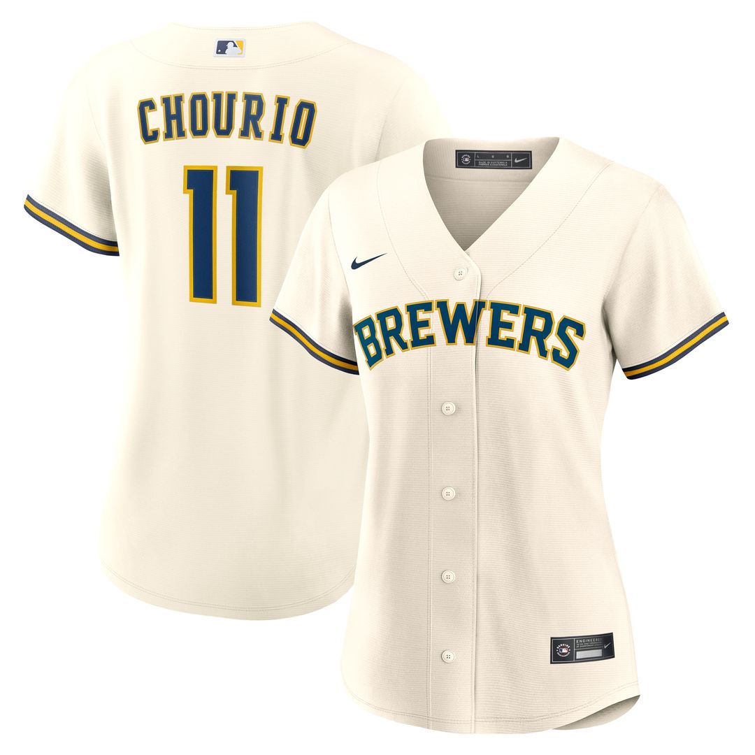 Milwaukee Brewers Jackson Chourio Nike Women's Home Replica Jersey - Cream MLB Team Jersey Baseball Fan Apparel