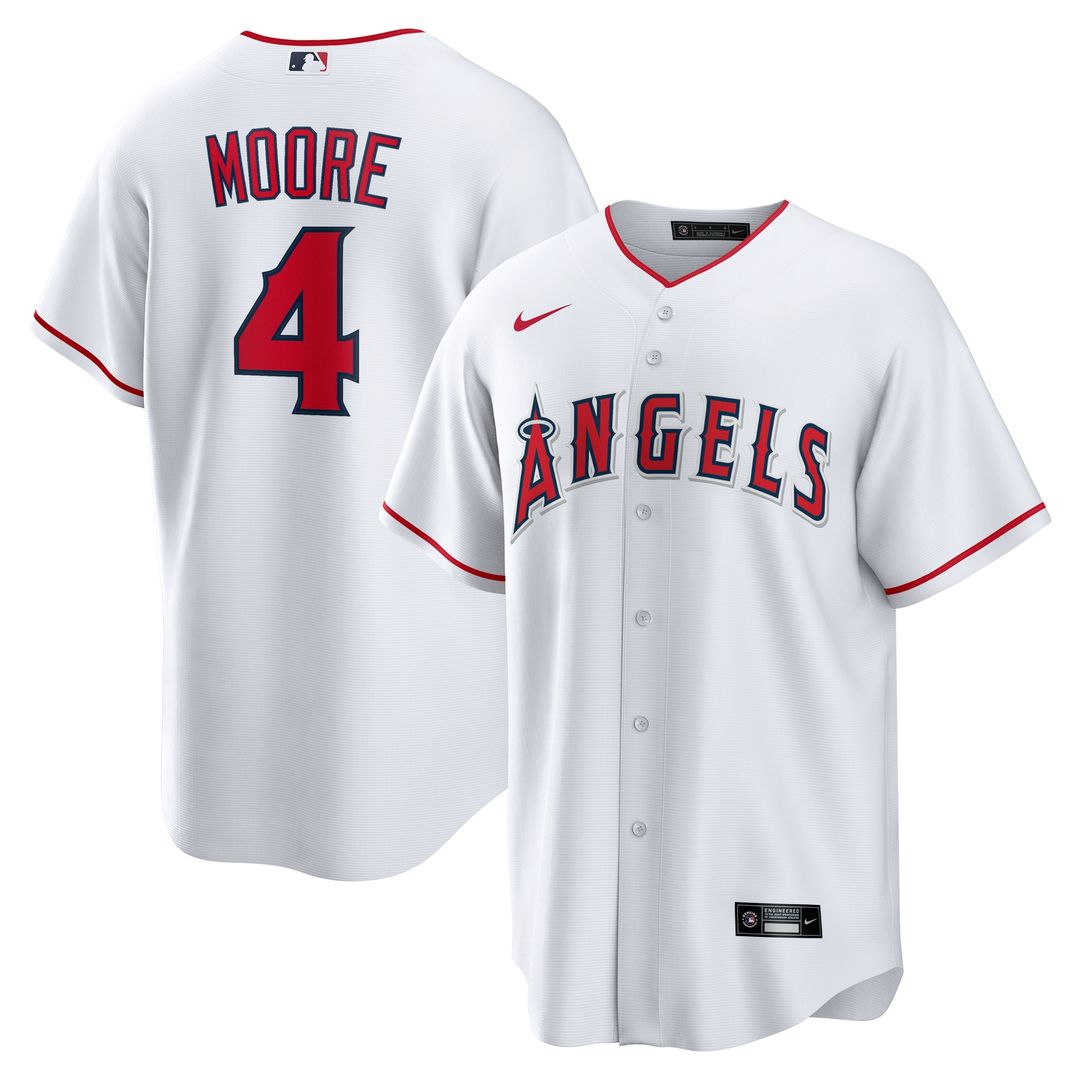 Los Angeles Angels Christian Moore Nike Home Replica Jersey - White MLB Team Jersey Baseball Fan Apparel