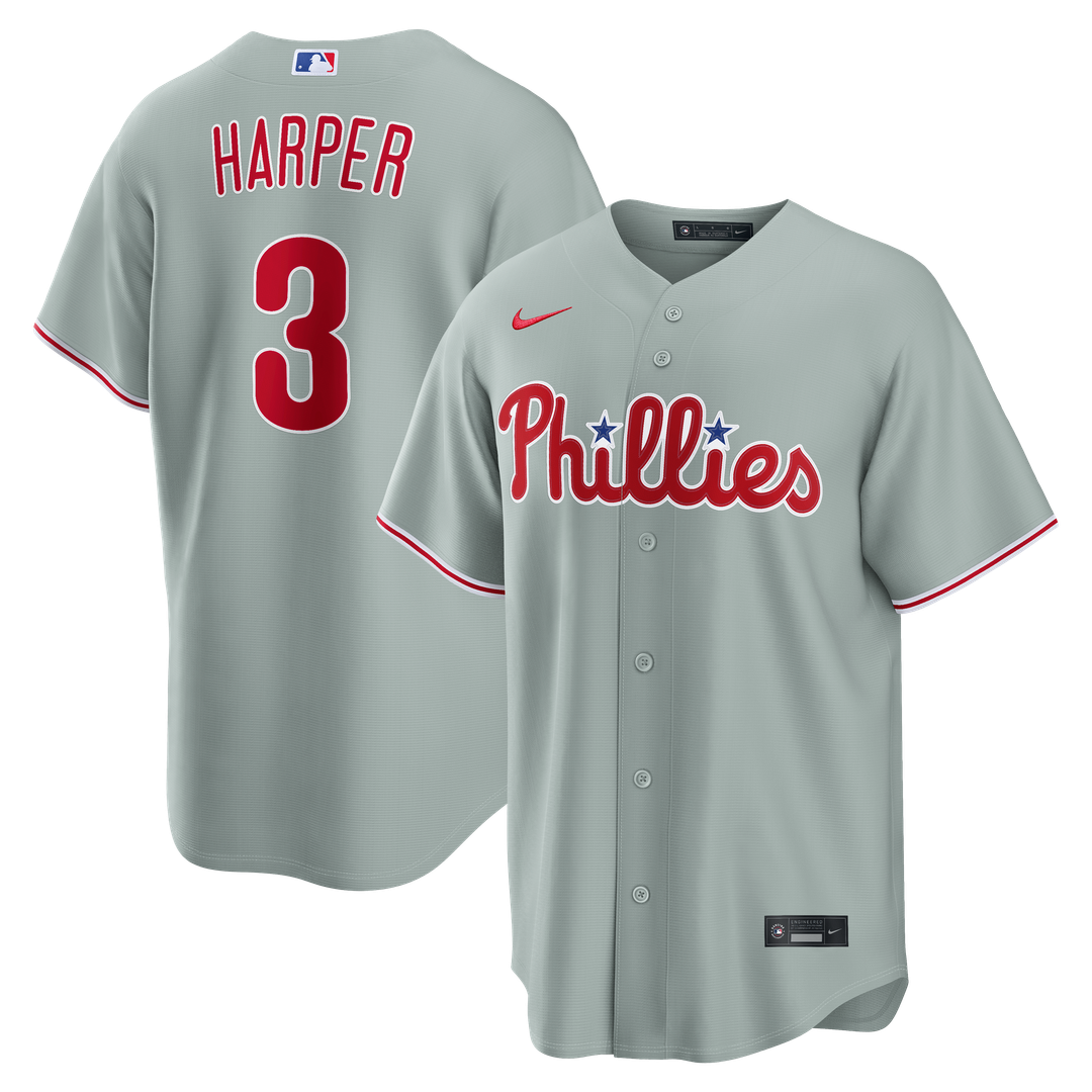 Philadelphia Phillies Bryce Harper Nike Road Replica Jersey - Gray MLB Team Jersey Baseball Fan Apparel