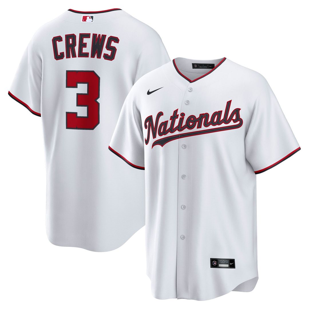 Washington Nationals Dylan Crews Nike Home Replica Jersey - White MLB Team Jersey Baseball Fan Apparel