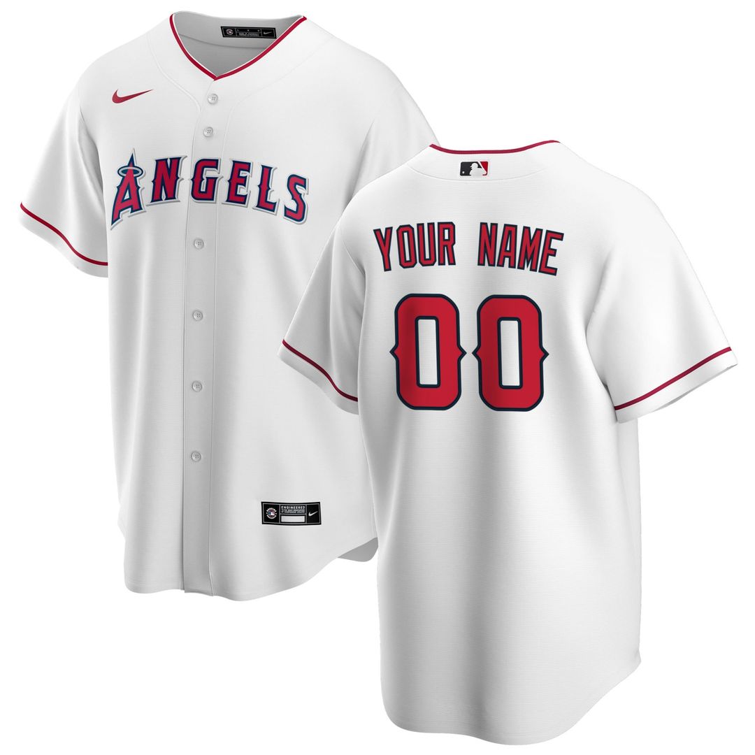 Los Angeles Angels Nike Home Replica Custom Jersey - White MLB Team Jersey Baseball Fan Apparel