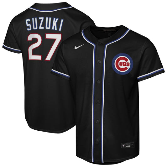 Chicago Cubs Seiya Suzuki Nike Youth Fashion Replica Player Jersey - Black MLB Team Jersey Baseball Fan Apparel