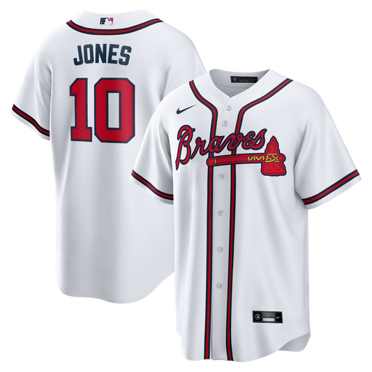 Atlanta Braves Chipper Jones Nike Home Retired Player Replica Jersey - White MLB Team Jersey Baseball Fan Apparel
