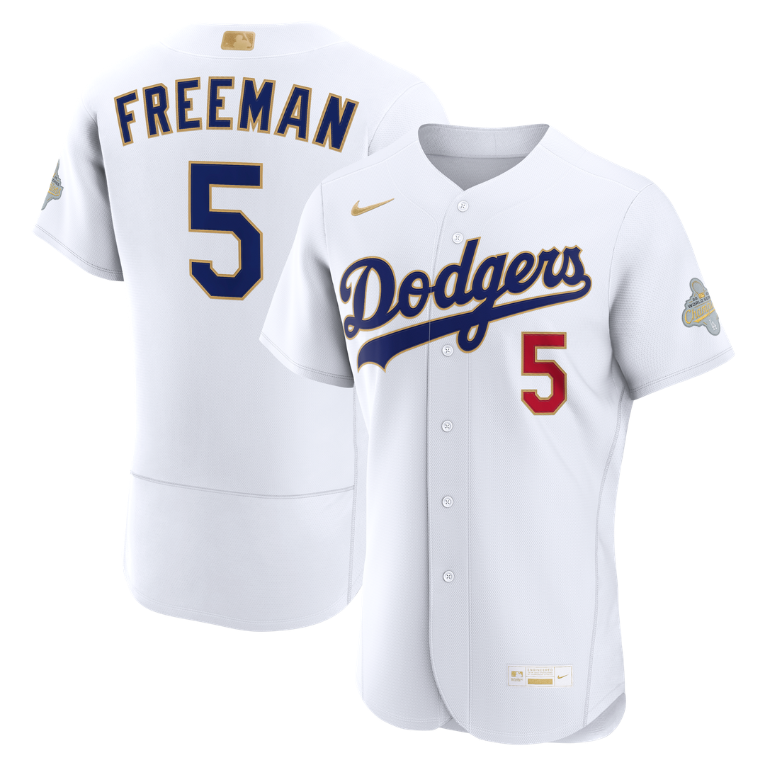Los Angeles Dodgers Freddie Freeman Nike 2026 Gold Collection Authentic Jersey - White MLB Team Jersey Baseball Fan Apparel