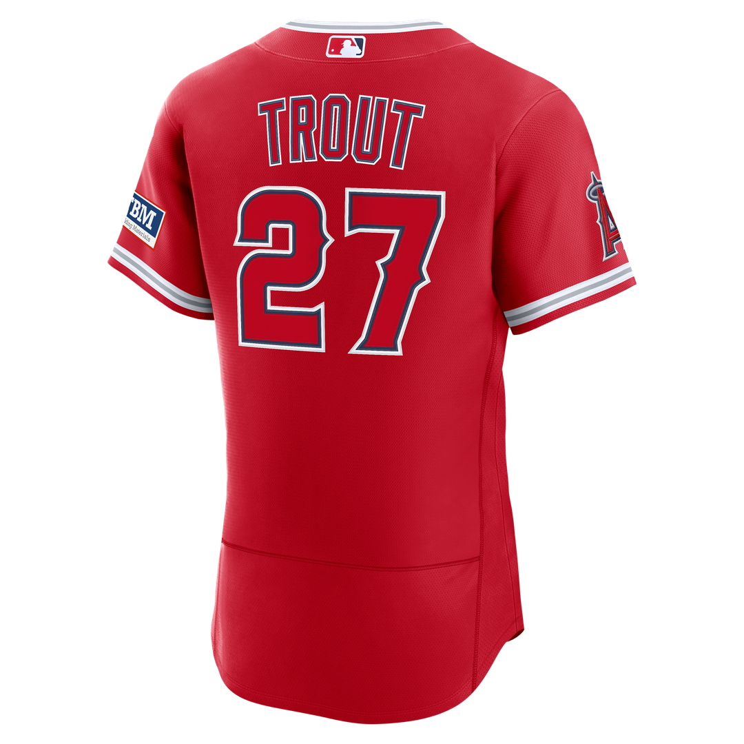 Los Angeles Angels Mike Trout Nike Alternate Authentic Sponsor Patch Jersey - Red MLB Team Jersey Baseball Fan Apparel