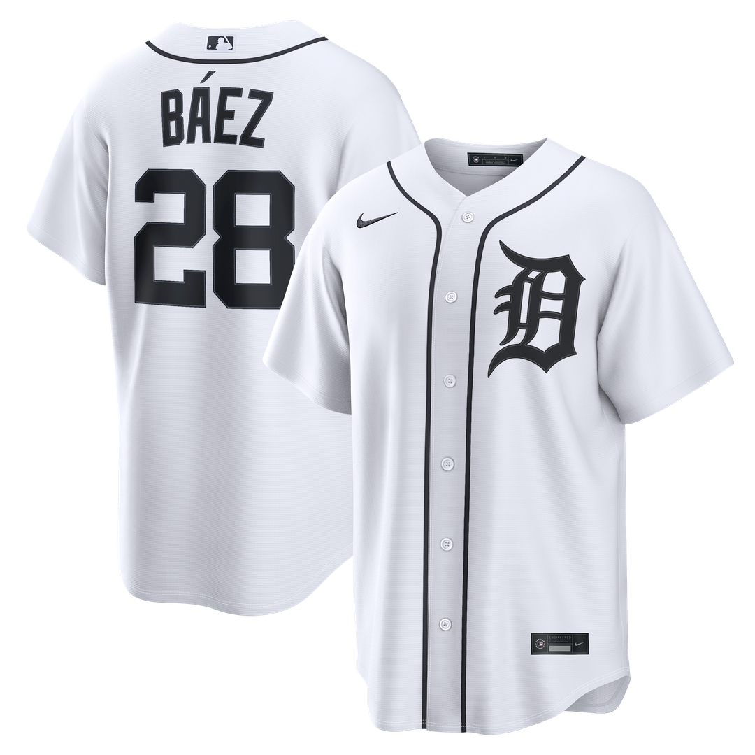 Detroit Tigers Javier Báez Nike Home Replica Jersey - White MLB Team Jersey Baseball Fan Apparel