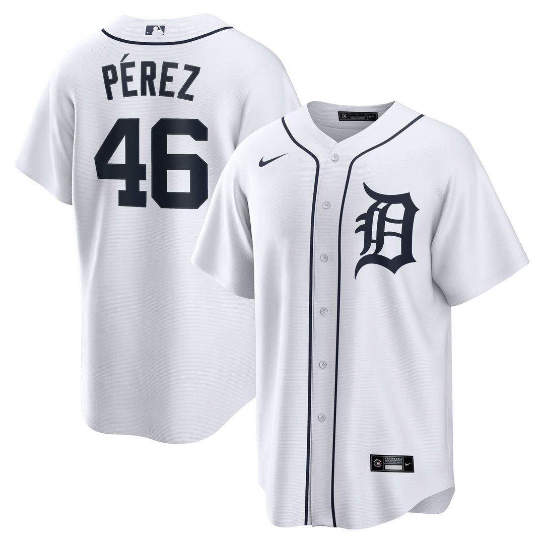 Detroit Tigers Wenceel Pérez Nike Home Replica Jersey - White MLB Team Jersey Baseball Fan Apparel