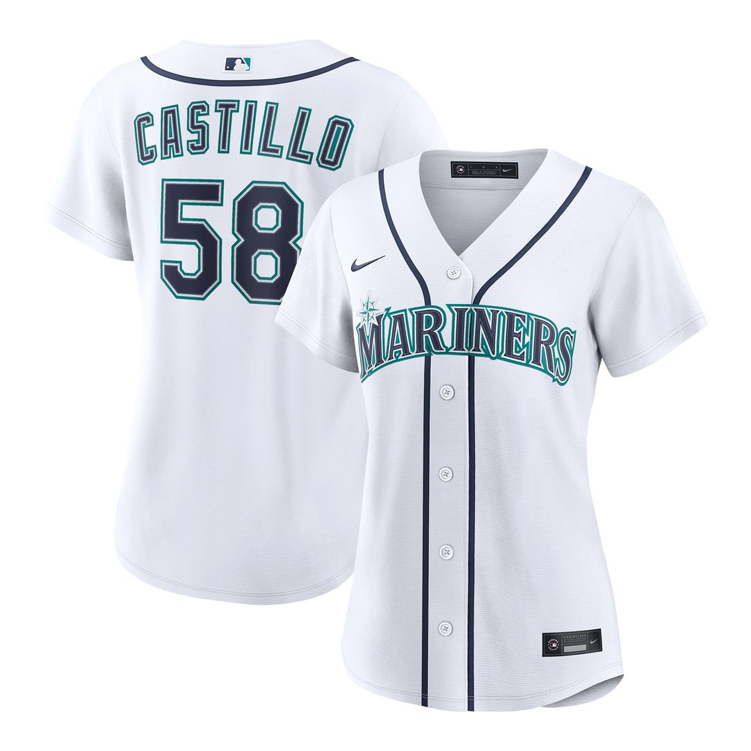 Seattle Mariners Luis Castillo Nike Women's Home Replica Jersey - White MLB Team Jersey Baseball Fan Apparel