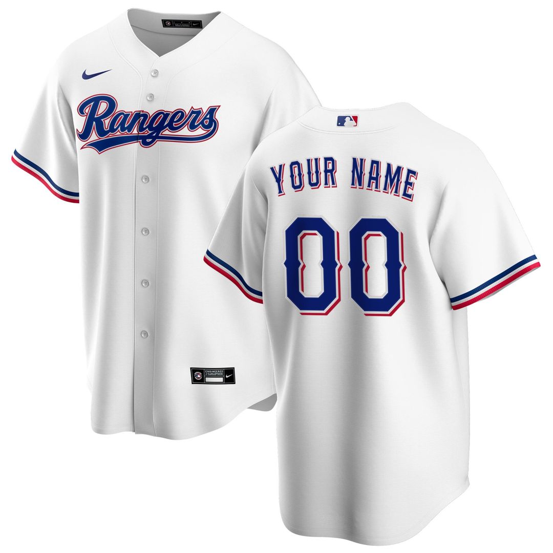 Texas Rangers Nike Home Replica Custom Jersey - White MLB Team Jersey Baseball Fan Apparel