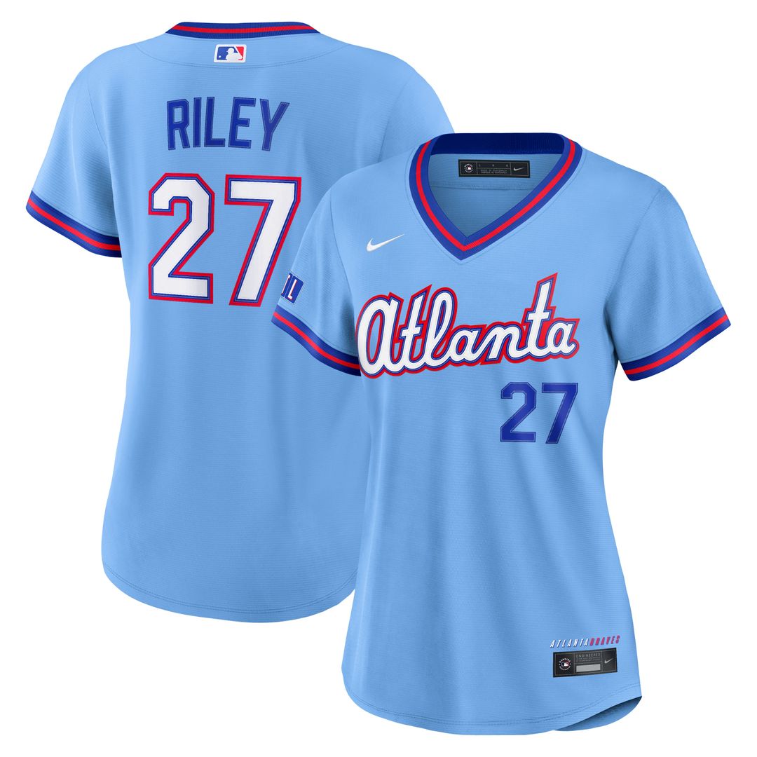 Atlanta Braves Austin Riley Nike Women's 2026 City Connect Stadium Jersey - Powder Blue MLB Team Jersey Baseball Fan Apparel