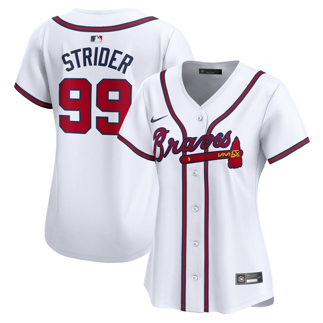 Atlanta Braves Spencer Strider Nike Women's Home Limited Player Jersey - White MLB Team Jersey Baseball Fan Apparel