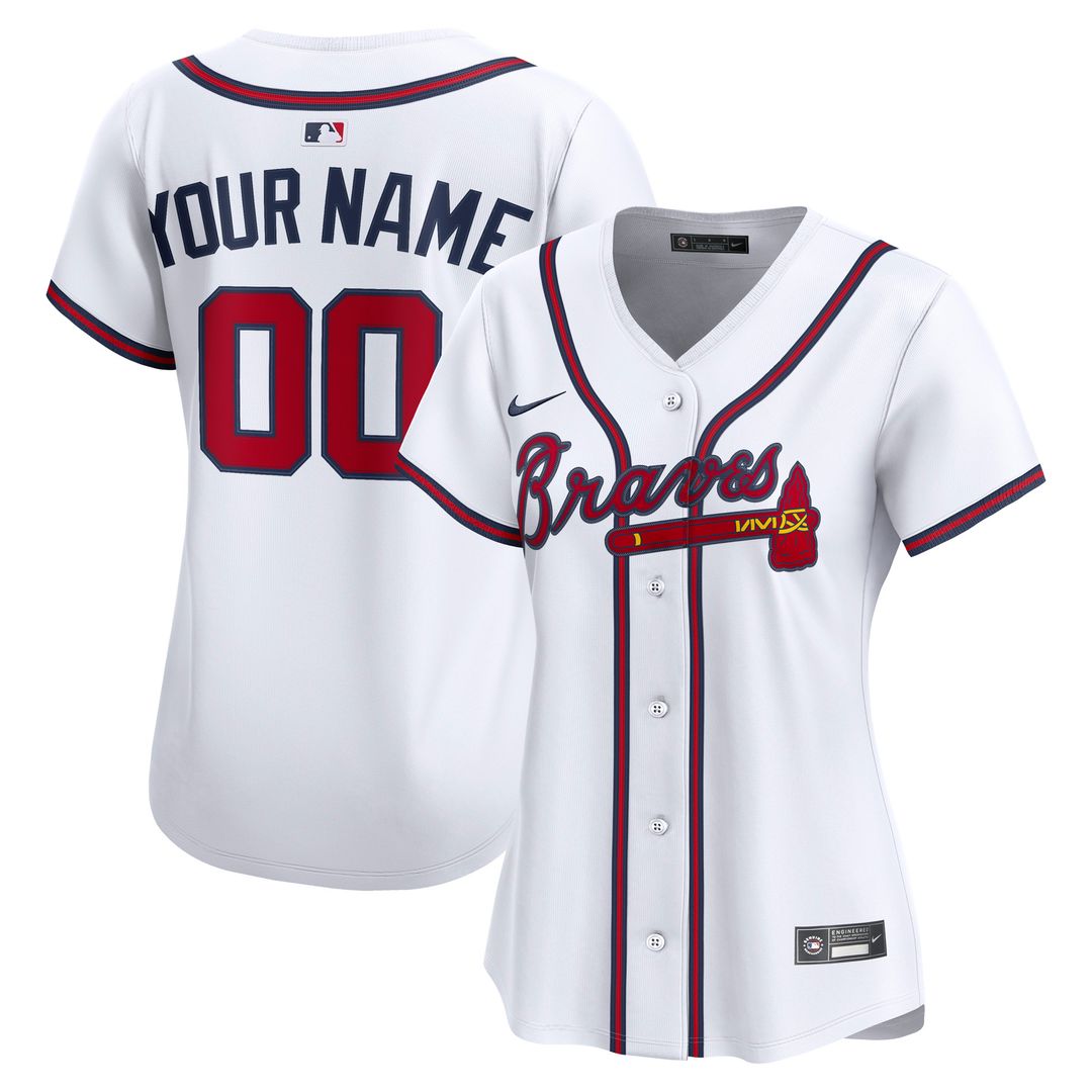 Atlanta Braves Nike Women's Home Limited Custom Jersey - White MLB Team Jersey Baseball Fan Apparel