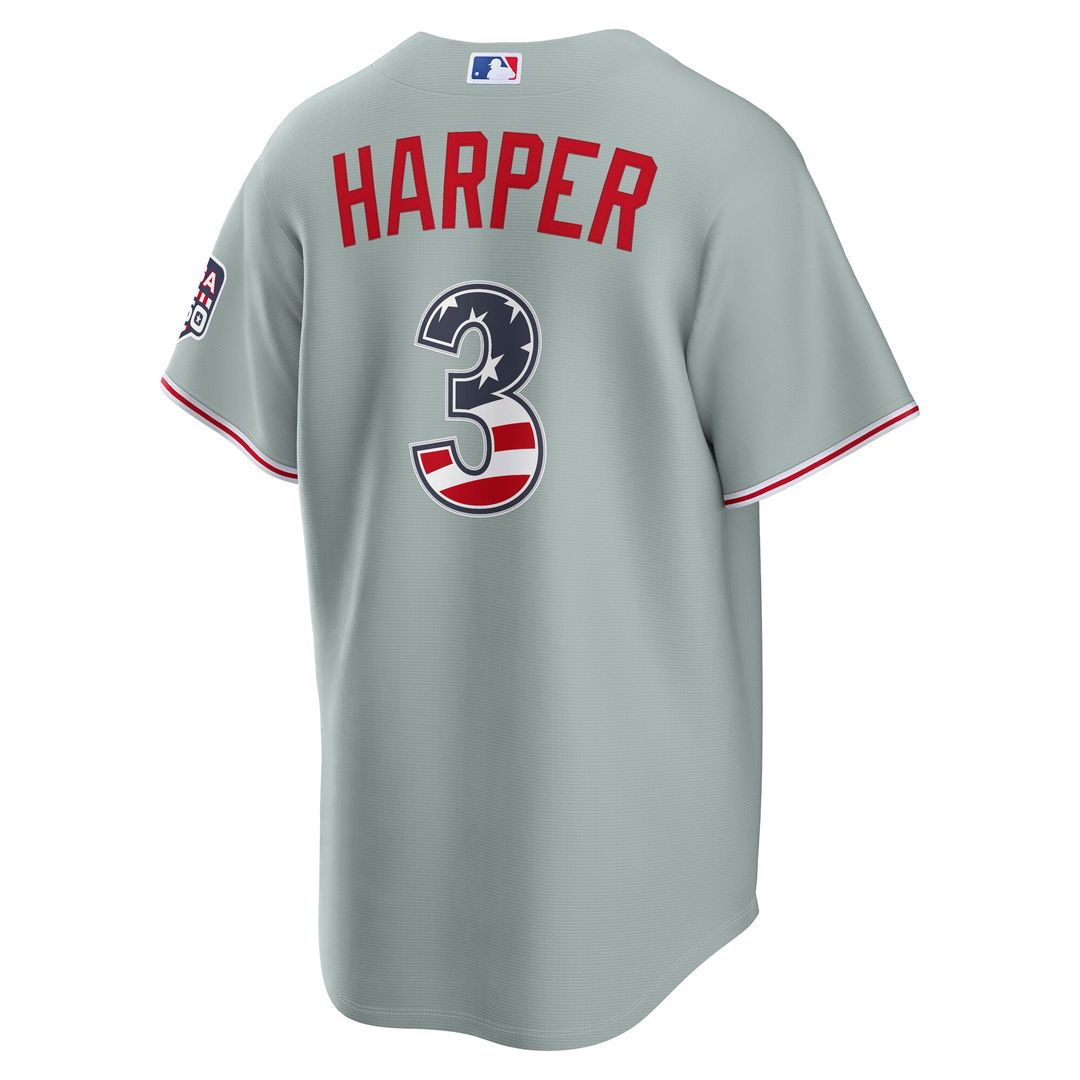 Philadelphia Phillies Bryce Harper Nike USA 250 Fourth of July Road Stadium Jersey - Gray MLB Team Jersey Baseball Fan Apparel