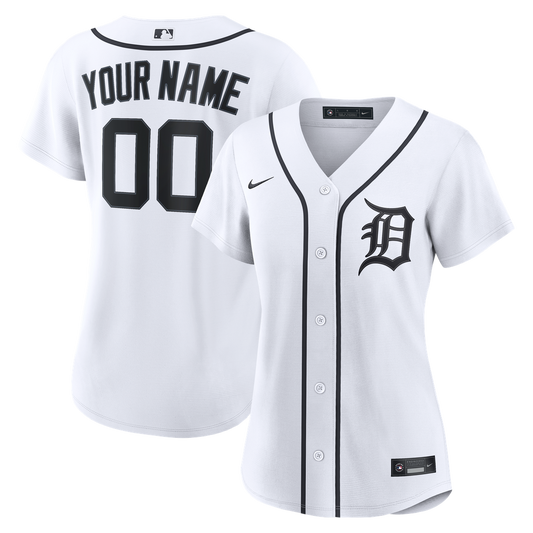 Detroit Tigers Nike Women's Home Replica Custom Jersey - White MLB Team Jersey Baseball Fan Apparel