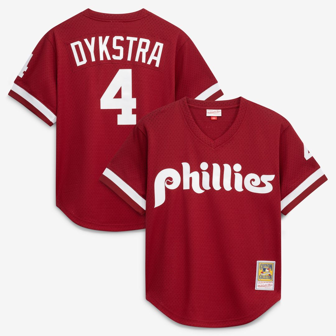 Philadelphia Phillies Lenny Dykstra Mitchell & Ness Authentic Batting Practice Jersey - Scarlet MLB Team Jersey Baseball Fan Apparel