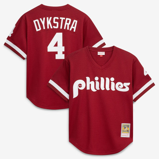 Philadelphia Phillies Lenny Dykstra Mitchell & Ness Authentic Batting Practice Jersey - Scarlet MLB Team Jersey Baseball Fan Apparel