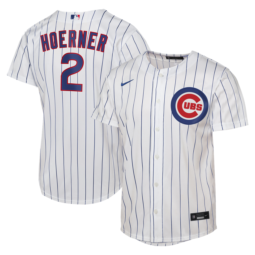 Chicago Cubs Nico Hoerner Nike Youth Home Replica Jersey - White MLB Team Jersey Baseball Fan Apparel