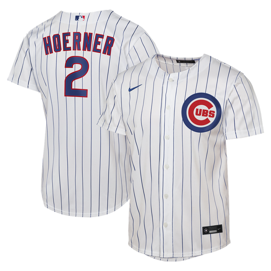 Chicago Cubs Nico Hoerner Nike Youth Home Replica Jersey - White MLB Team Jersey Baseball Fan Apparel