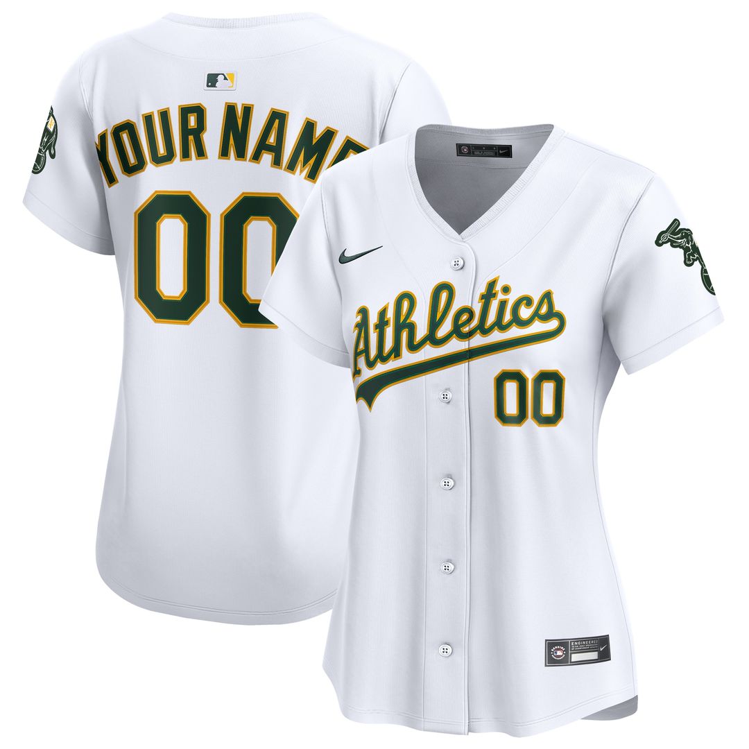 Athletics Nike Women's Home Limited Custom Jersey - White MLB Team Jersey Baseball Fan Apparel