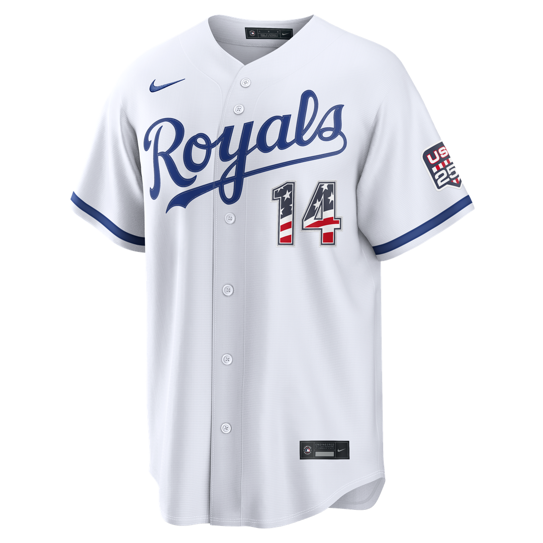 Kansas City Royals Jac Caglianone Nike USA 250 Fourth of July Home Stadium Jersey - White MLB Team Jersey Baseball Fan Apparel