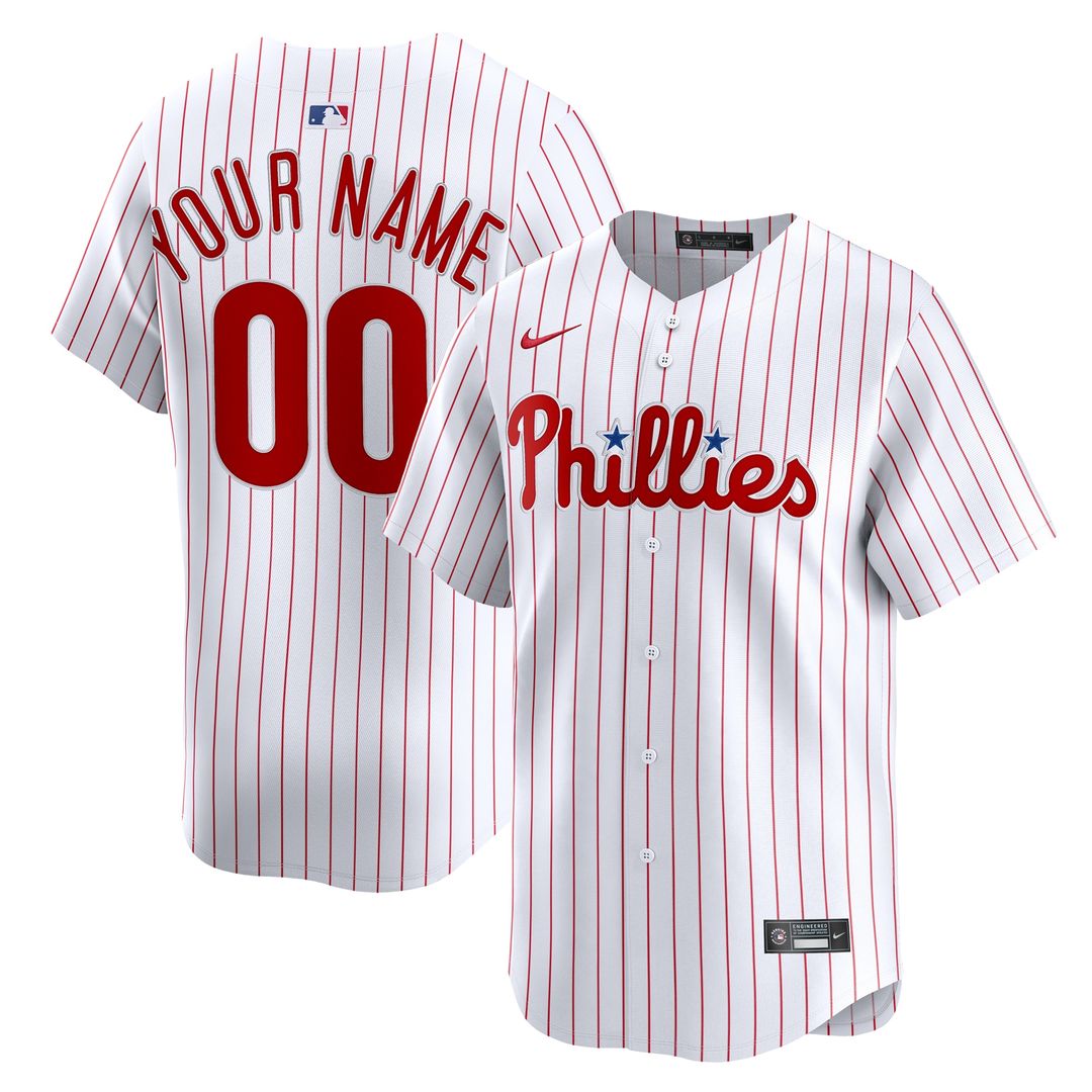 Philadelphia Phillies Nike Home Limited Custom Jersey - White MLB Team Jersey Baseball Fan Apparel