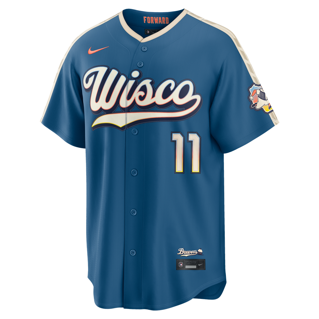 Milwaukee Brewers Jackson Chourio Nike 2026 City Connect Stadium Jersey - Mineral Blue MLB Team Jersey Baseball Fan Apparel
