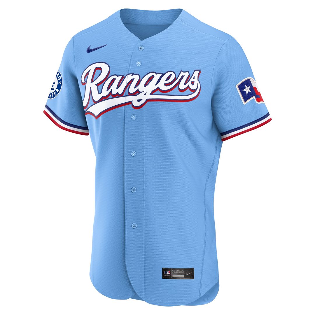 Texas Rangers Nike Alternate Authentic Jersey - Light Blue MLB Team Jersey Baseball Fan Apparel