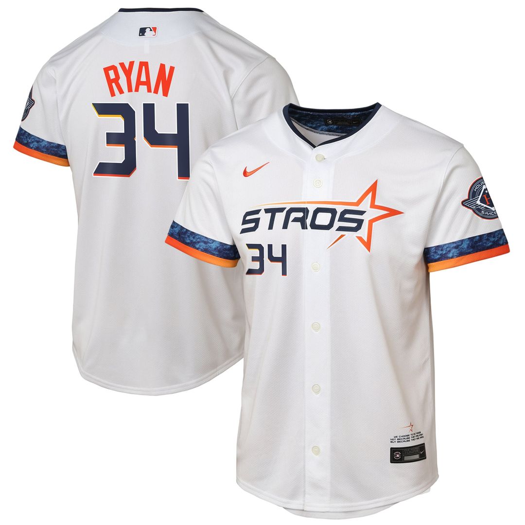 Houston Astros Nolan Ryan Nike Youth 2025 City Connect Limited Player Jersey - White MLB Team Jersey Baseball Fan Apparel