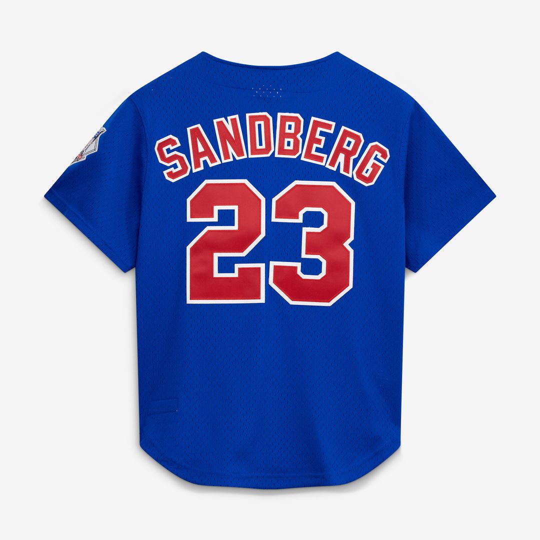 Chicago Cubs Ryne Sandberg Mitchell & Ness Cooperstown 1997 Mesh Batting Practice Button - Up Jersey - Royal MLB Team Jersey Baseball Fan Apparel