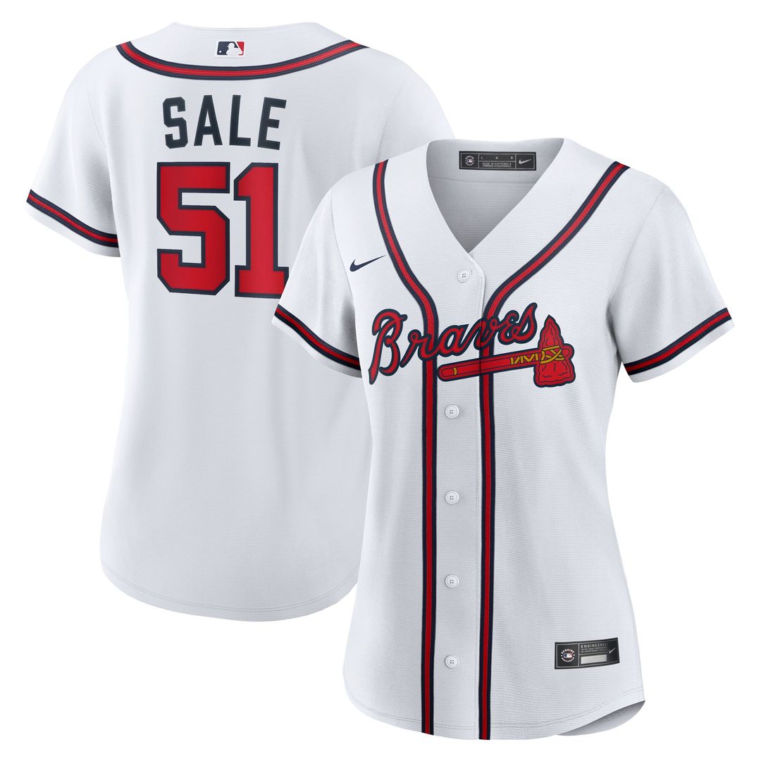 Atlanta Braves Chris Sale Nike Women's Home Replica Jersey - White MLB Team Jersey Baseball Fan Apparel