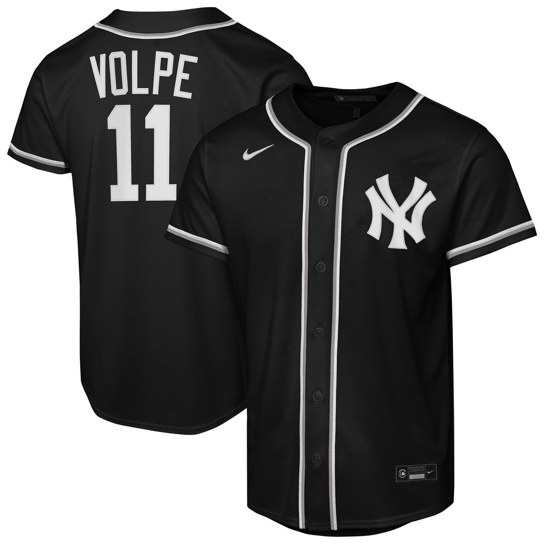 New York Yankees Anthony Volpe Nike Youth Fashion Replica Player Jersey - Black MLB Team Jersey Baseball Fan Apparel
