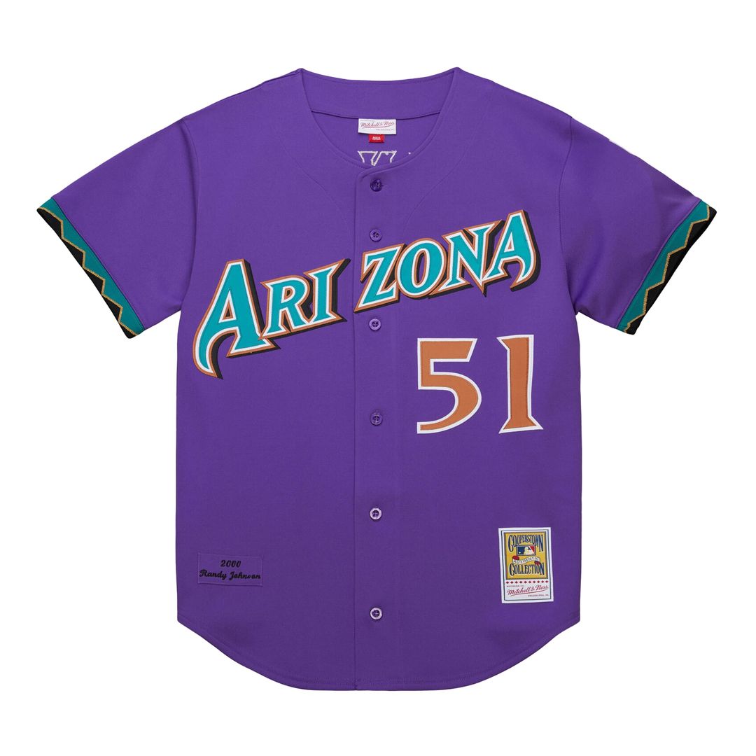 Arizona Diamondbacks Randy Johnson Mitchell & Ness 2000 Throwback Authentic Jersey - Purple MLB Team Jersey Baseball Fan Apparel