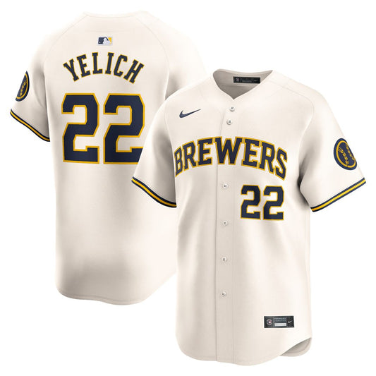 Milwaukee Brewers Christian Yelich Nike Home Limited Player Jersey - Cream MLB Team Jersey Baseball Fan Apparel