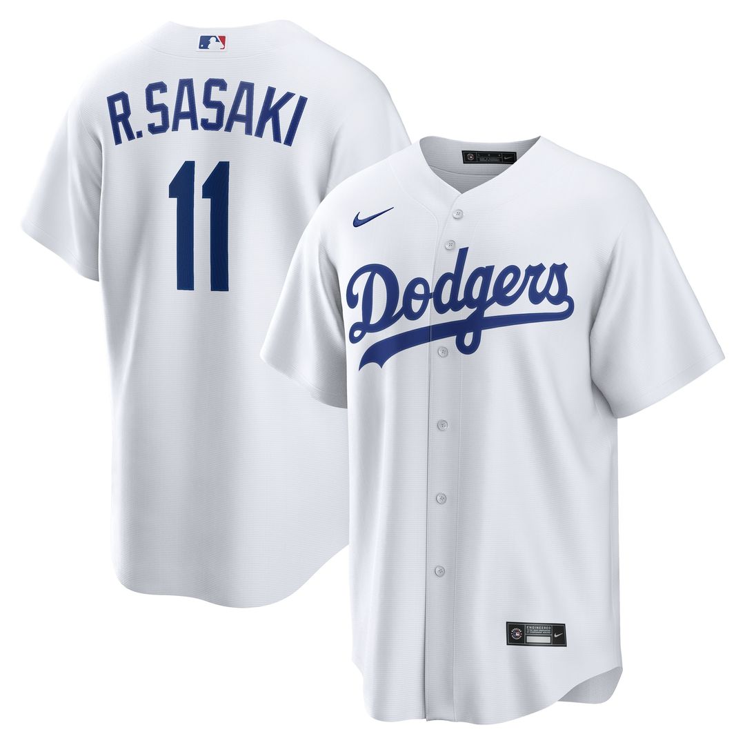 Los Angeles Dodgers Rōki Sasaki Nike Replica Jersey - White MLB Team Jersey Baseball Fan Apparel