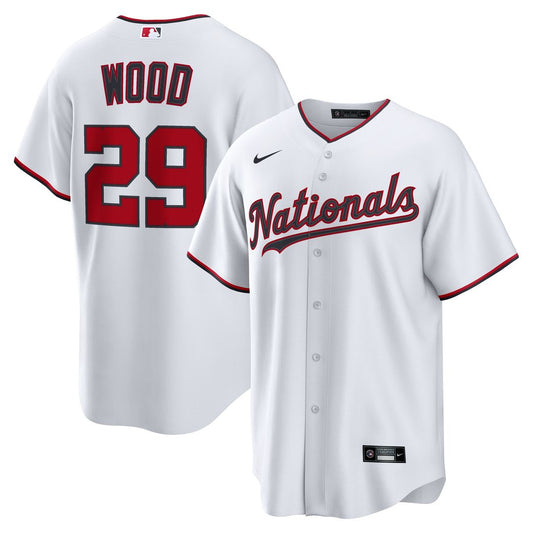 Washington Nationals James Wood Nike Home Replica Jersey - White MLB Team Jersey Baseball Fan Apparel