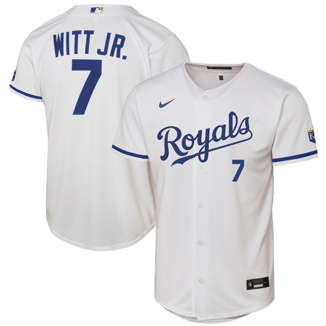 Kansas City Royals Bobby Witt Jr. Nike Youth Home Stadium Jersey - White MLB Team Jersey Baseball Fan Apparel