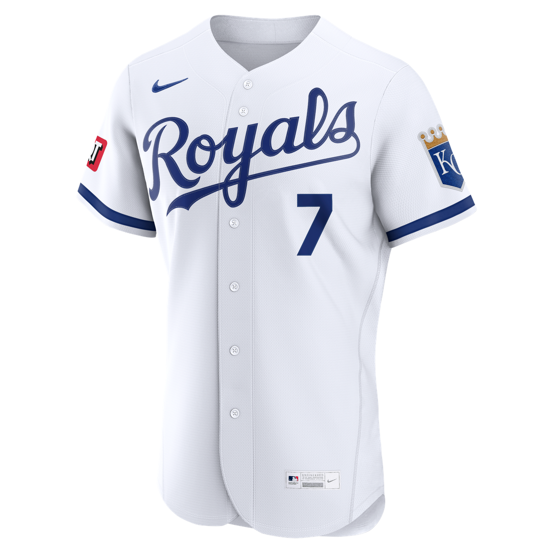 Kansas City Royals Bobby Witt Jr. Nike Home Authentic Sponsor Patch Jersey - White MLB Team Jersey Baseball Fan Apparel
