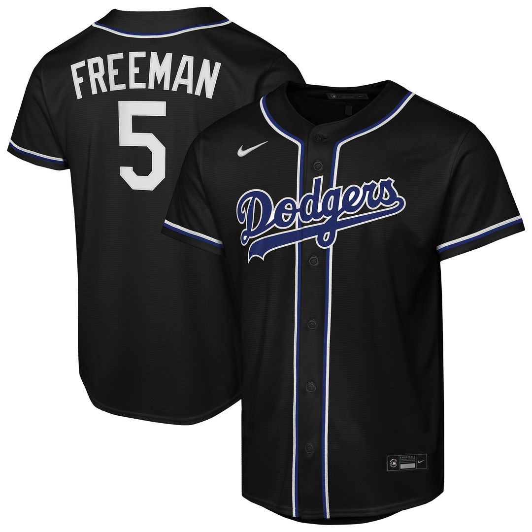 Los Angeles Dodgers Freddie Freeman Nike Youth Fashion Replica Player Jersey - Black MLB Team Jersey Baseball Fan Apparel