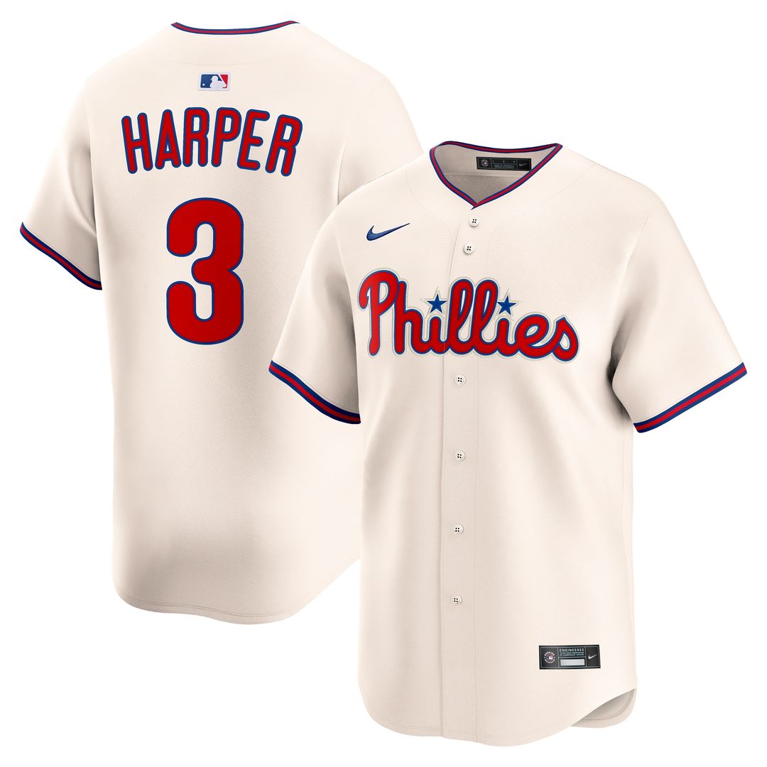 Philadelphia Phillies Bryce Harper Nike Alternate Limited Jersey - Cream MLB Team Jersey Baseball Fan Apparel
